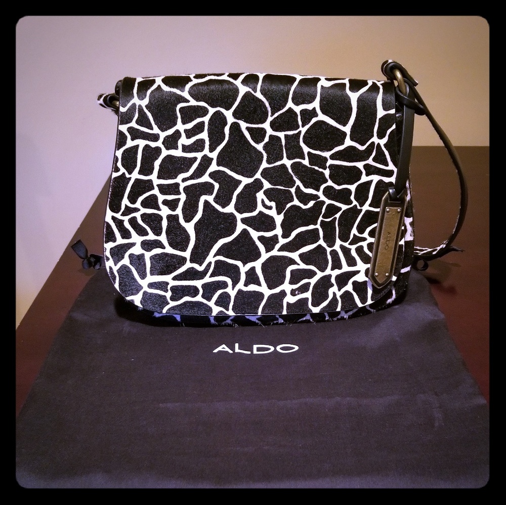 Aldo Giraffe Print Crossbody Pony Hair Handbag